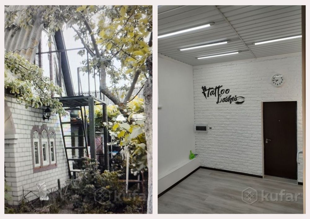 Фасад летнего домика летом и его интерьер.