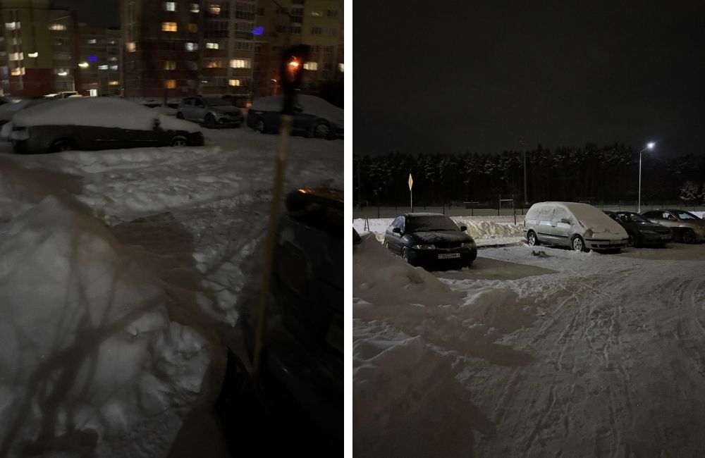 Расчищенные места на парковке в Пинске.