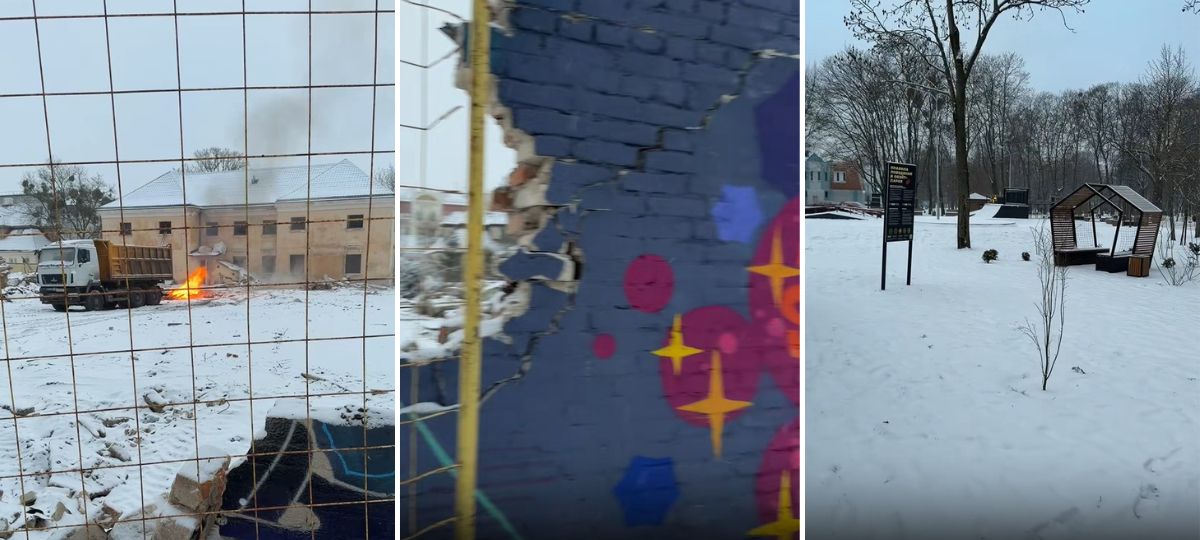 В Бресте в парке 1 мая жгут строительный мусор. Коллаж BGmedia